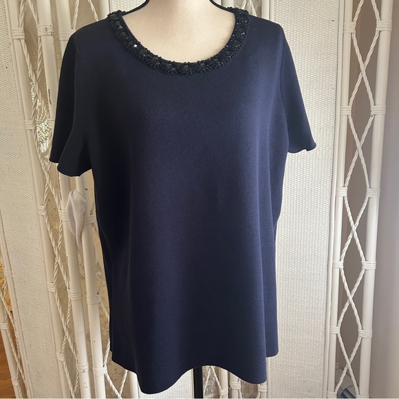 Talbots Blazer Chambray Blue Linen Open Front Collarless Jacket Plus size 20W - Picture 16 of 16